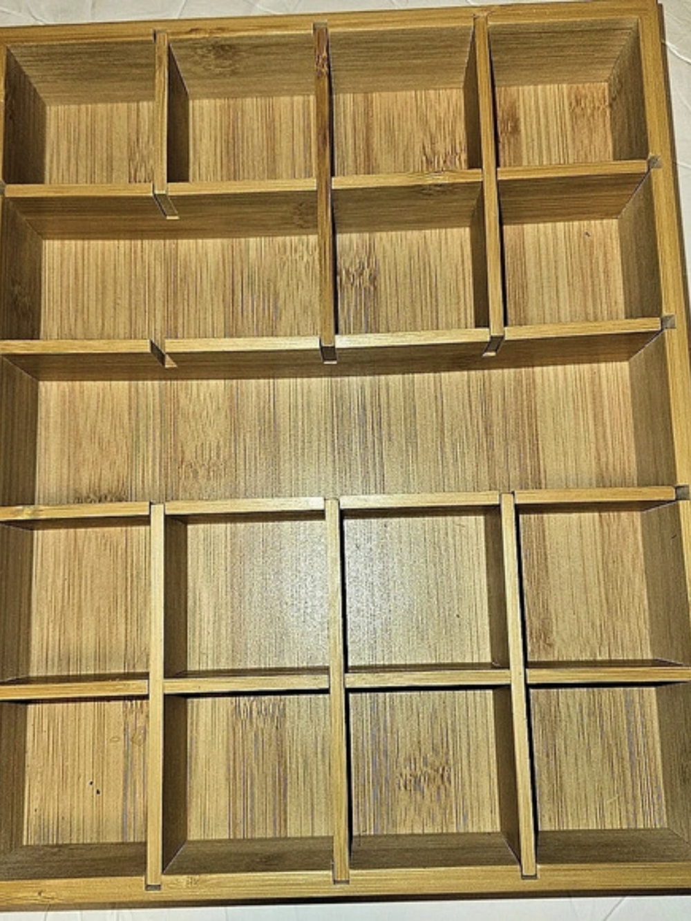 Brown Bamboo Desk Organizer Tray with Removable Dividers